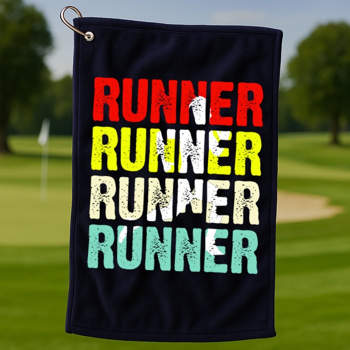 Runner Running Marathoner Retro Vintage Golf Towel