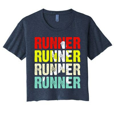 Runner Running Marathoner Retro Vintage Crop Top