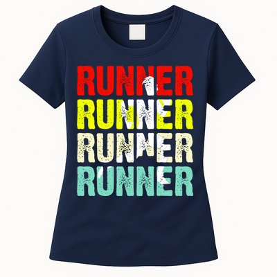 Runner Running Marathoner Retro Vintage Womens T-Shirt