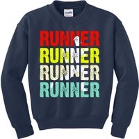 Runner Running Marathoner Retro Vintage Kids Sweatshirt