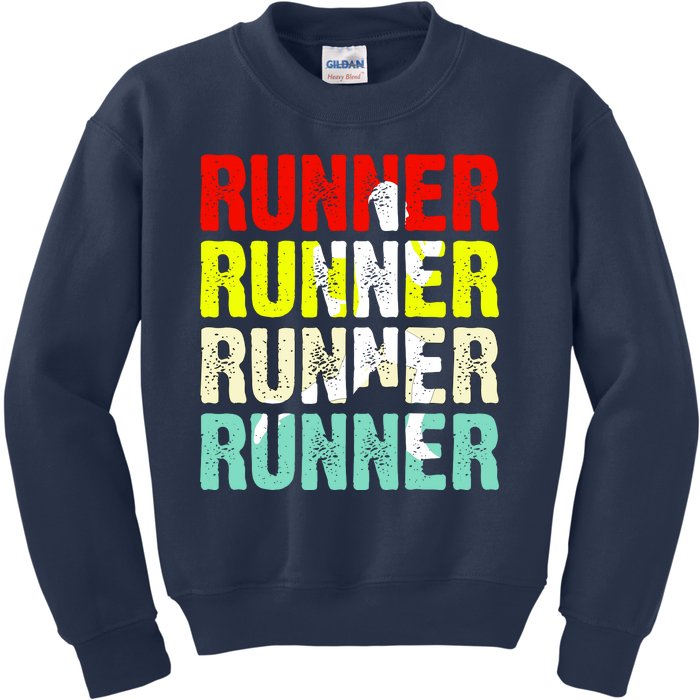 Runner Running Marathoner Retro Vintage Kids Sweatshirt