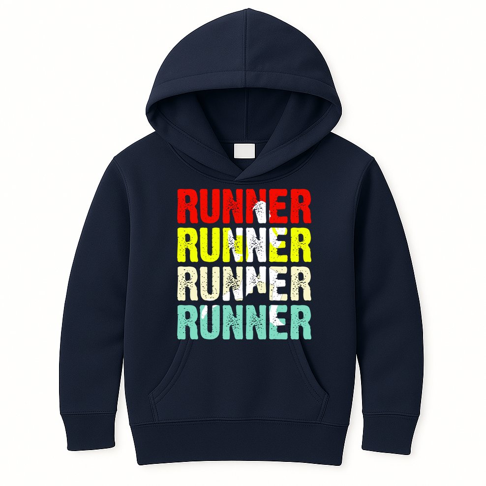 Runner Running Marathoner Retro Vintage Kids Hoodie