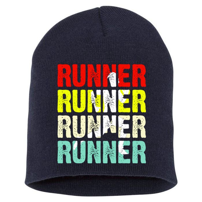 Runner Running Marathoner Retro Vintage Short Acrylic Beanie