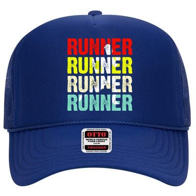 Runner Running Marathoner Retro Vintage High Crown Mesh Back Trucker Hat