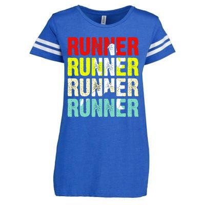 Runner Running Marathoner Retro Vintage Enza Ladies Jersey Football T-Shirt