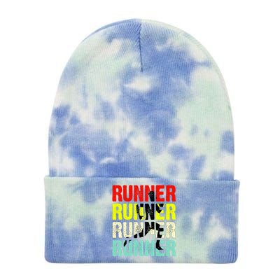 Runner Running Marathoner Retro Vintage Tie Dye 12in Knit Beanie