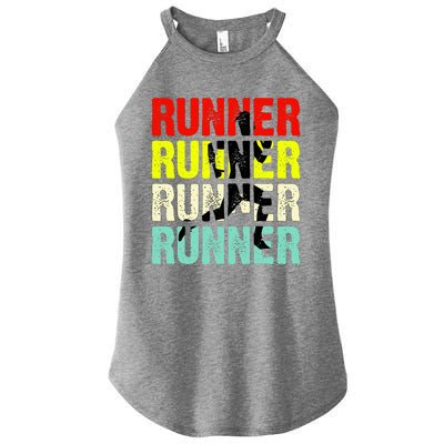 Runner Running Marathoner Retro Vintage Women’s Perfect Tri Rocker Tank