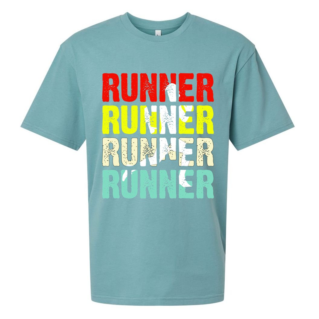 Runner Running Marathoner Retro Vintage Sueded Cloud Jersey T-Shirt