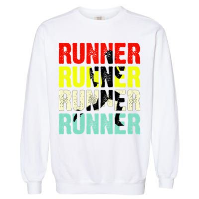 Runner Running Marathoner Retro Vintage Garment-Dyed Sweatshirt