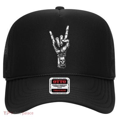 Rock & Roll Music Lover Festival Band Graphic Gift High Crown Mesh Back Trucker Hat