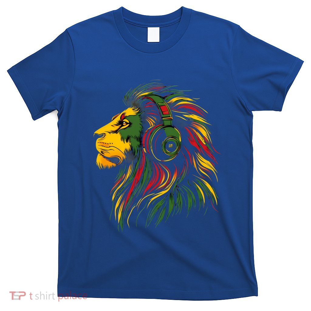 Rasta Reggae Music Headphones Rastafari Lion Of Judah Great Gift T-Shirt