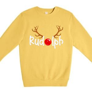 Rudolph Red Nose Reindeer Christmas Funny Premium Crewneck Sweatshirt