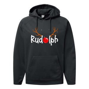 Rudolph Red Nose Reindeer Christmas Funny Performance Fleece Hoodie