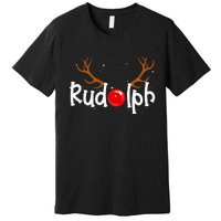 Rudolph Red Nose Reindeer Christmas Funny Premium T-Shirt