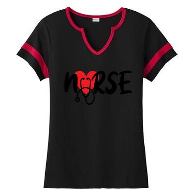 Rn Registered Nurse Lpn With Heart Cool Gift Ladies Halftime Notch Neck Tee