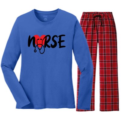 Rn Registered Nurse Lpn With Heart Cool Gift Women's Long Sleeve Flannel Pajama Set 