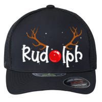 Rudolph Red Nose Reindeer Christmas Funny Flexfit Unipanel Trucker Cap