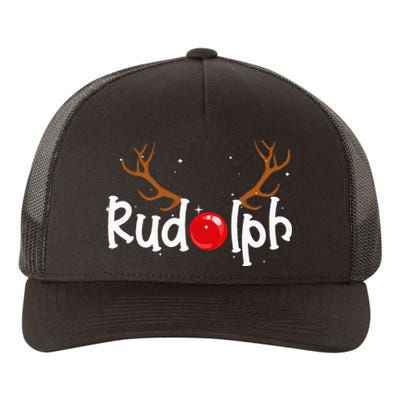 Rudolph Red Nose Reindeer Christmas Funny Yupoong Adult 5-Panel Trucker Hat