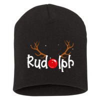 Rudolph Red Nose Reindeer Christmas Funny Short Acrylic Beanie