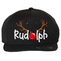 Rudolph Red Nose Reindeer Christmas Funny Wool Snapback Cap