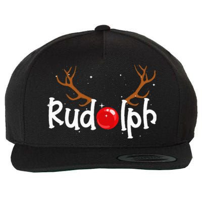 Rudolph Red Nose Reindeer Christmas Funny Wool Snapback Cap