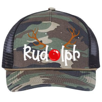 Rudolph Red Nose Reindeer Christmas Funny Retro Rope Trucker Hat Cap