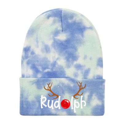 Rudolph Red Nose Reindeer Christmas Funny Tie Dye 12in Knit Beanie