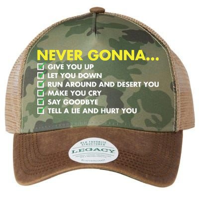 Rick Roll Never Gonna Checklist Legacy Tie Dye Trucker Hat