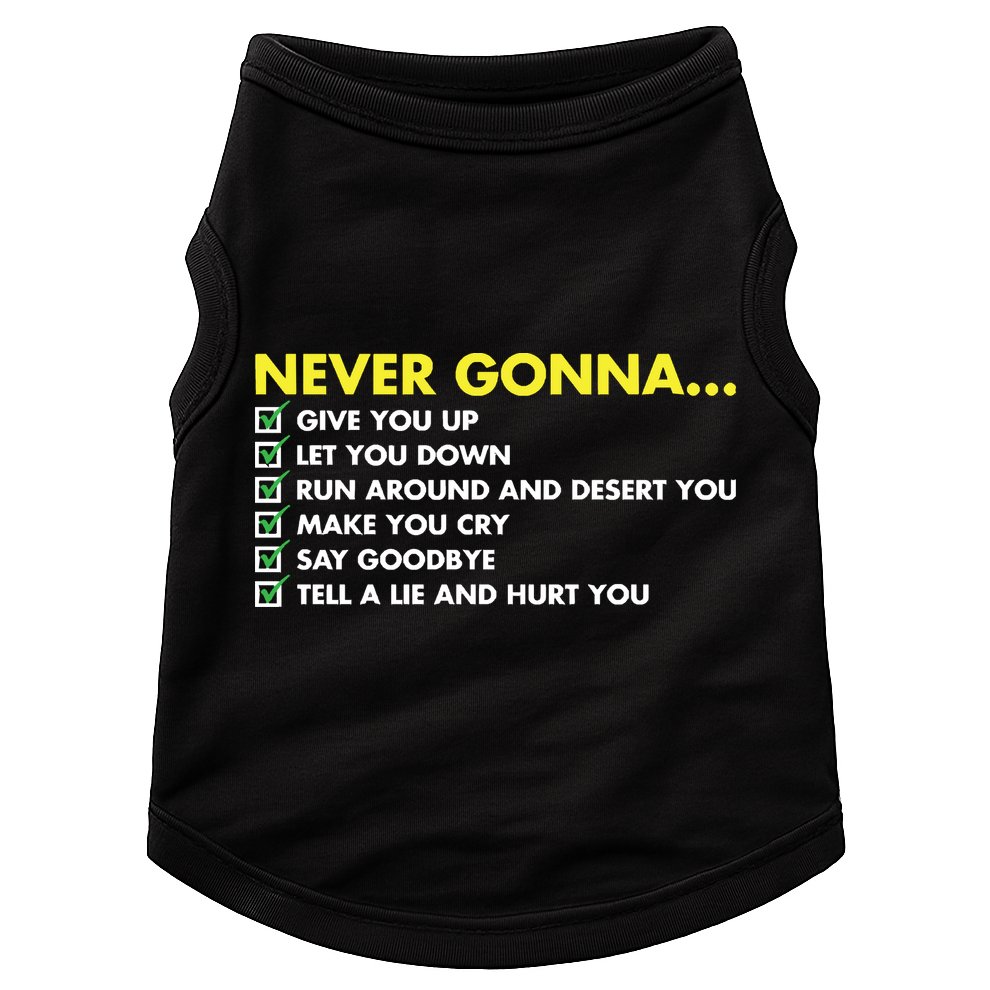 Rick Roll Never Gonna Checklist Doggie Tank