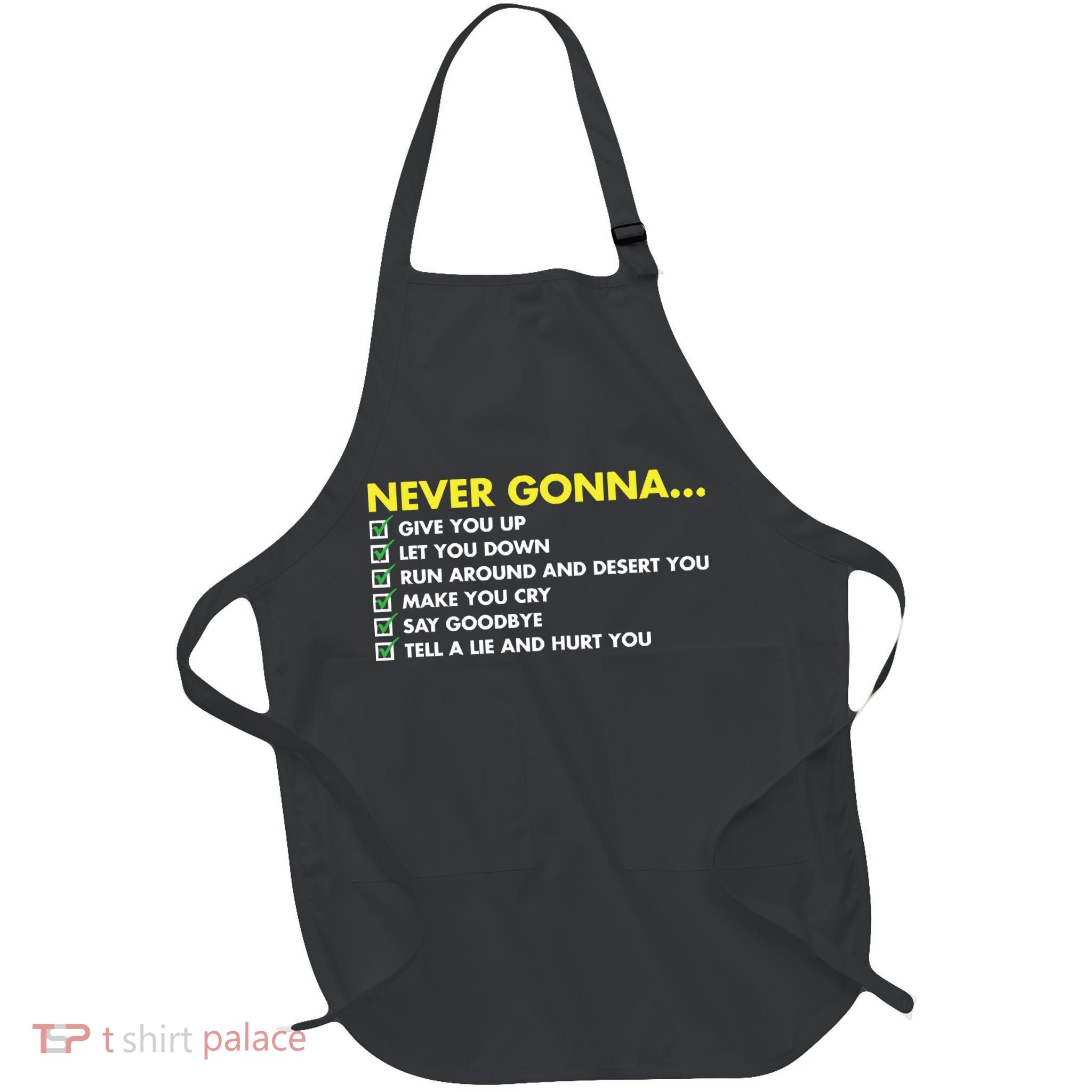 Rick Roll Never Gonna Checklist Full-Length Apron With Pockets