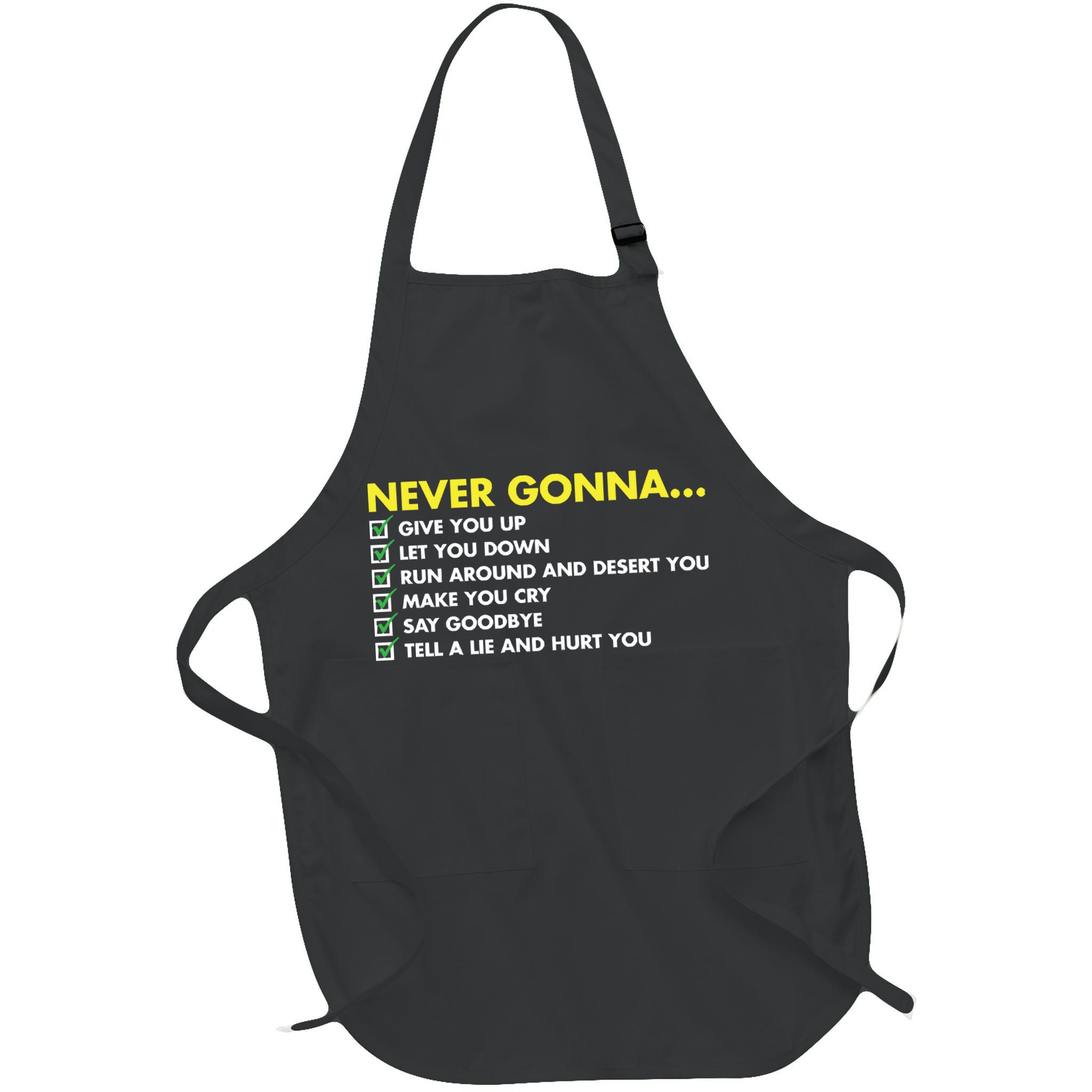 Rick Roll Never Gonna Checklist Apron