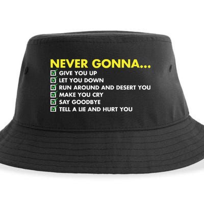 Rick Roll Never Gonna Checklist Sustainable Bucket Hat