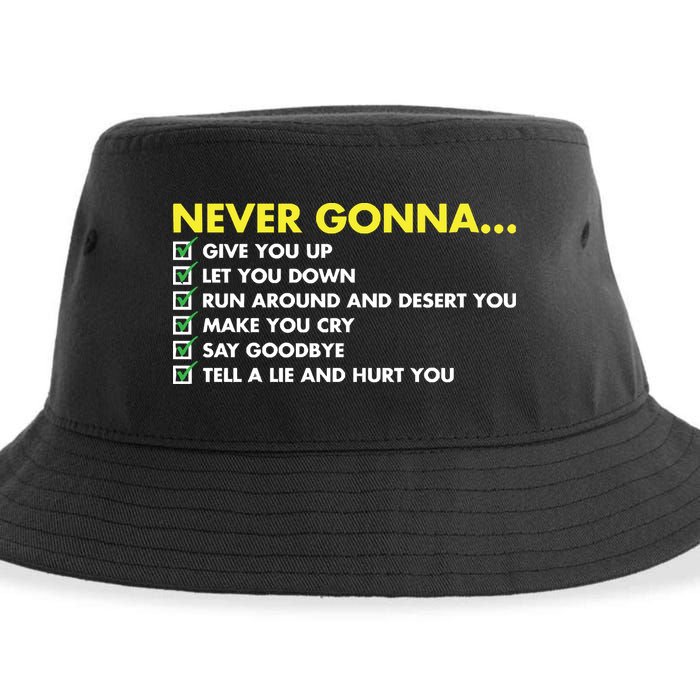 Rick Roll Never Gonna Checklist Sustainable Bucket Hat