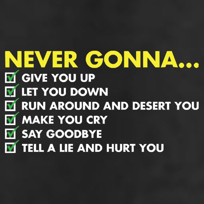 Rick Roll Never Gonna Checklist 15oz Campfire Ceramic Mug