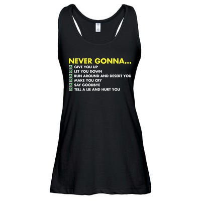 Rick Roll Never Gonna Checklist Ladies Essential Flowy Tank