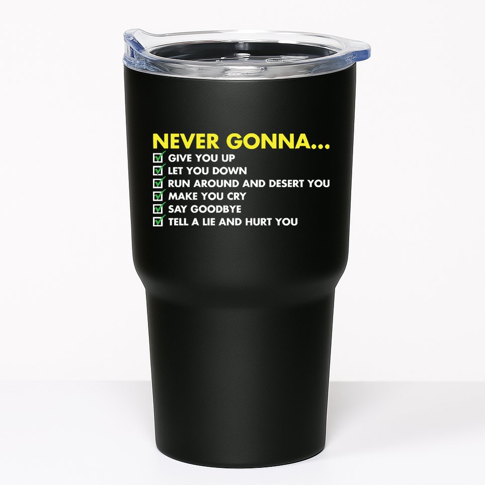 Rick Roll Never Gonna Checklist Tumbler