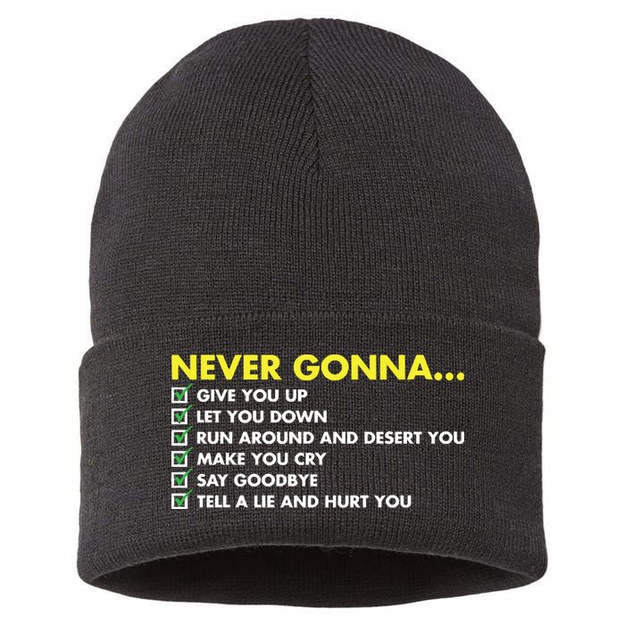 Rick Roll Never Gonna Checklist Sustainable Knit Beanie