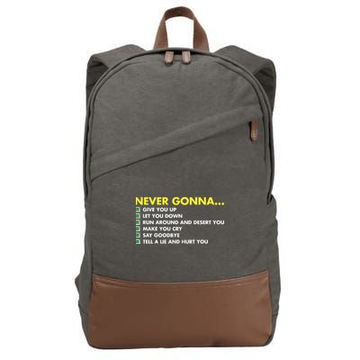 Rick Roll Never Gonna Checklist Cotton Canvas Backpack