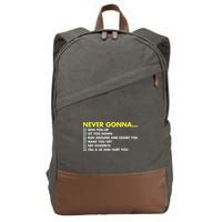 Rick Roll Never Gonna Checklist Cotton Canvas Backpack