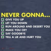 Rick Roll Never Gonna Checklist T-Shirt