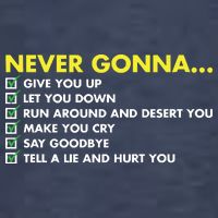 Rick Roll Never Gonna Checklist Kids T-Shirt