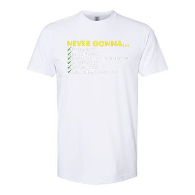 Rick Roll Never Gonna Checklist Softstyle® CVC T-Shirt