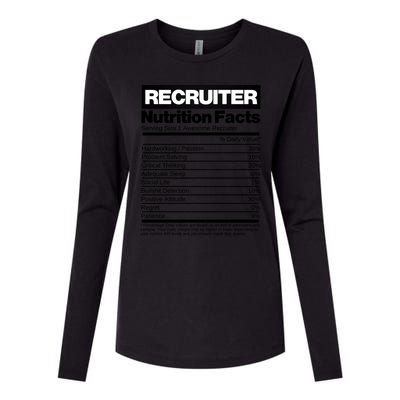 Recruiting Recruitt Nutrition Facts Recruit Recruiter Funny Gift Womens Cotton Relaxed Long Sleeve T-Shirt