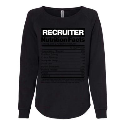 Recruiting Recruitt Nutrition Facts Recruit Recruiter Funny Gift Womens California Wash Sweatshirt