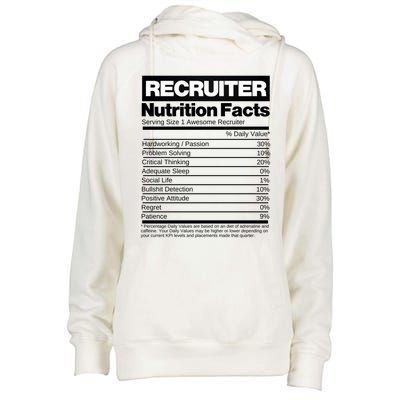 Recruiting Recruitt Nutrition Facts Recruit Recruiter Funny Gift Womens Funnel Neck Pullover Hood