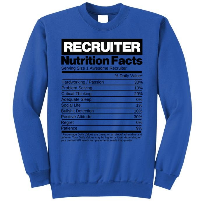 Recruiting Recruitt Nutrition Facts Recruit Recruiter Funny Gift Sweatshirt