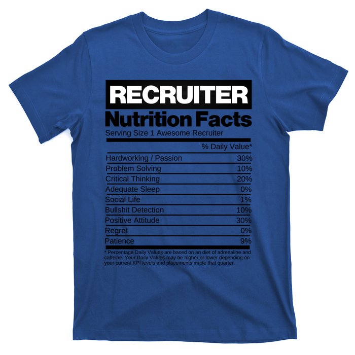 Recruiting Recruitt Nutrition Facts Recruit Recruiter Funny Gift T-Shirt