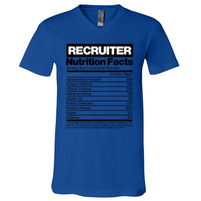 Recruiting Recruitt Nutrition Facts Recruit Recruiter Funny Gift V-Neck T-Shirt