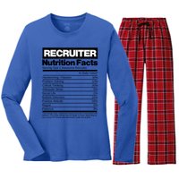 Recruiting Recruitt Nutrition Facts Recruit Recruiter Funny Gift Women's Long Sleeve Flannel Pajama Set 