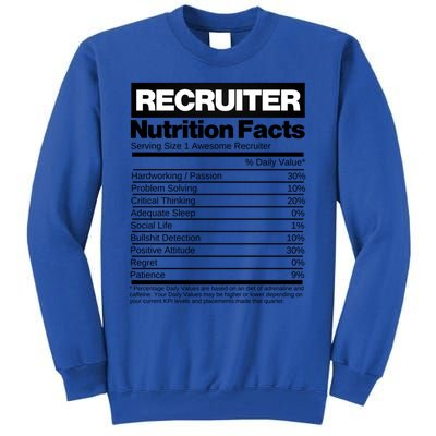 Recruiting Recruitt Nutrition Facts Recruit Recruiter Funny Gift Tall Sweatshirt